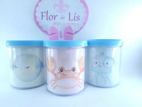 Caneca Rosqueável Fundo do Mar Aquarela Animais Marinhos