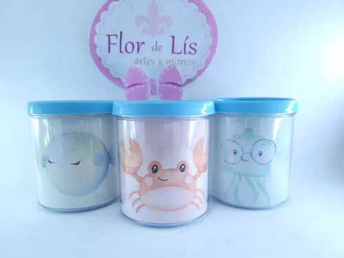 Caneca Rosqueável Fundo do Mar Aquarela Animais Marinhos