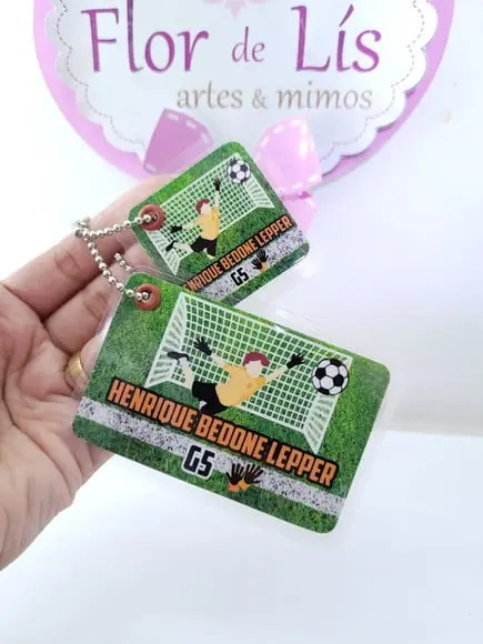 Chaveiro Escolar Futebol Goleiro para Mochila e Lancheira