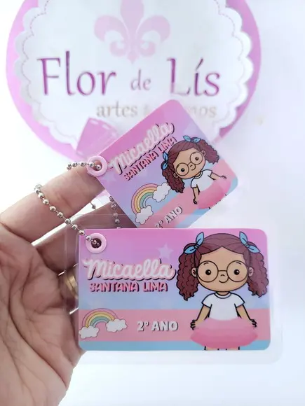Chaveiros Menina Arco Íris para Mochila e Lancheira Escolar