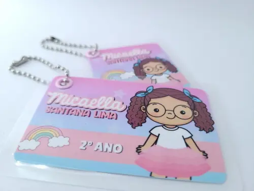Chaveiros Menina Arco Íris para Mochila e Lancheira Escolar
