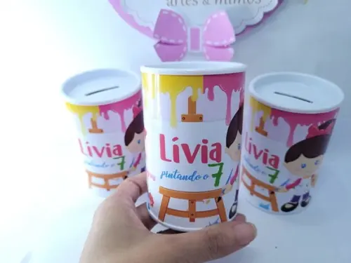 Cofrinho Pintando o Sete Menina Tubolata Festa Arte