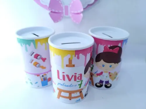 Cofrinho Pintando o Sete Menina Tubolata Festa Arte