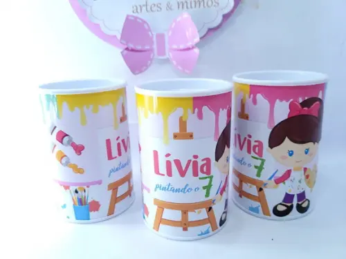 Cofrinho Pintando o Sete Menina Tubolata Festa Arte