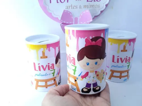 Cofrinho Pintando o Sete Menina Tubolata Festa Arte