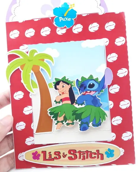 Convite Articulado Pop Up Lilo e Stitch