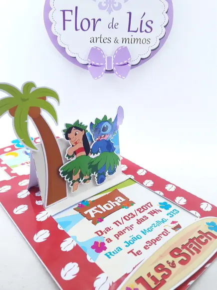 Convite Articulado Pop Up Lilo e Stitch