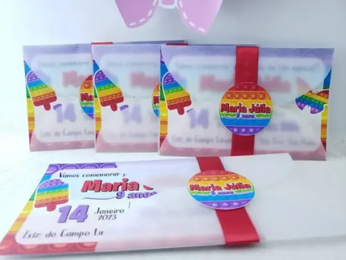 Convite Pop It Colorido Infantil