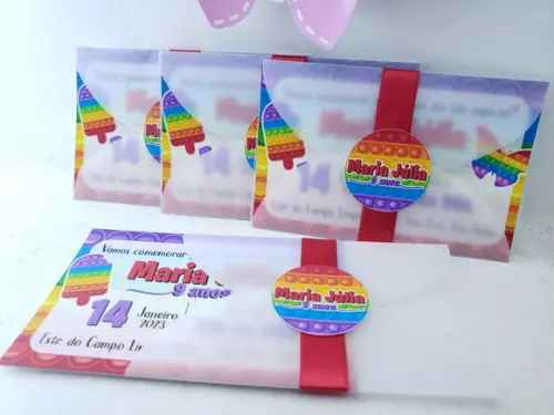 Convite Pop It Colorido Infantil