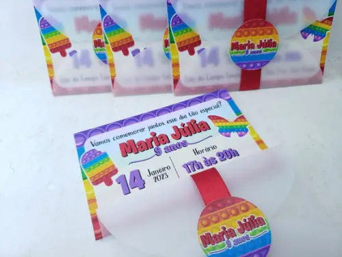 Convite Pop It Colorido Infantil