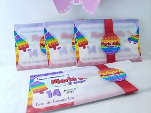 Convite Pop It Colorido Infantil