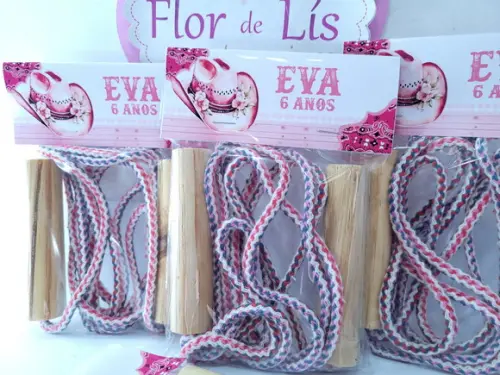 Corda Personalizado Boiadeira Lembrancinha Fazendinha Rosa