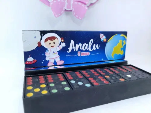 Dominó Personalizado Astronauta Menina Festa Universo