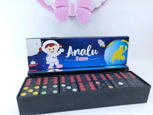Dominó Personalizado Astronauta Menina Festa Universo