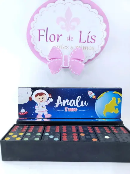 Dominó Personalizado Astronauta Menina Festa Universo