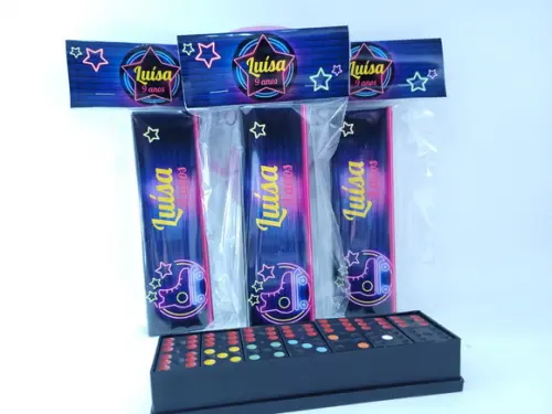 Dominó Personalizado Festa Neon com Embalagem Lembrancinha