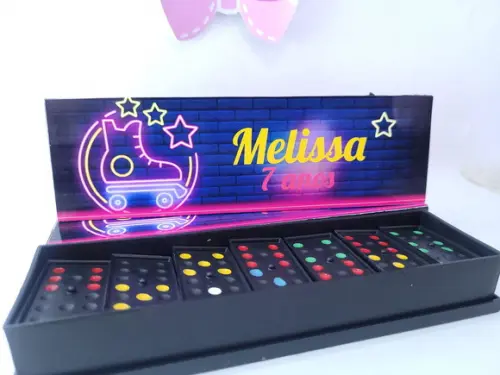 Dominó Personalizado Festa Neon Lembrancinha Criativa
