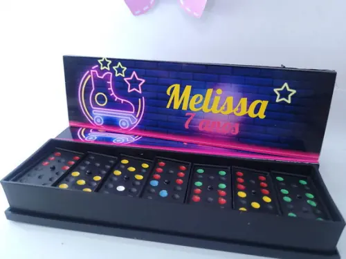 Dominó Personalizado Festa Neon Lembrancinha Criativa