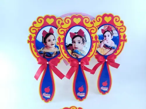 Espelho Branca de Neve com Foto Lembrancinha Centro de Mesa