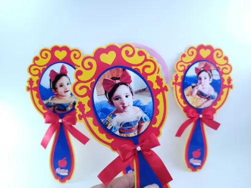 Espelho Branca de Neve com Foto Lembrancinha Centro de Mesa