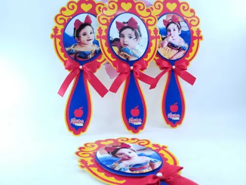 Espelho Branca de Neve com Foto Lembrancinha Centro de Mesa