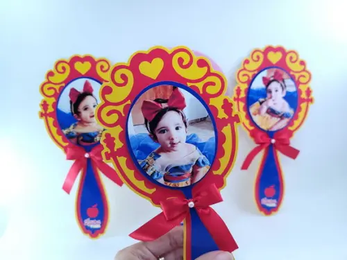 Espelho Branca de Neve com Foto Lembrancinha Centro de Mesa