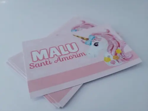 Etiqueta Escolar Caderno Unicórnio Menina Volta às Aulas