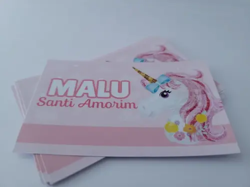 Etiqueta Escolar Caderno Unicórnio Menina Volta às Aulas