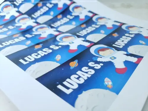 Etiqueta Escolar para Caderno Astronauta