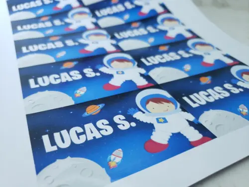 Etiqueta Escolar para Caderno Astronauta