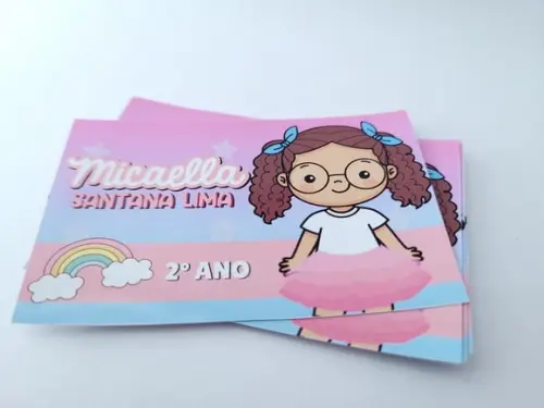 Etiqueta Escolar para Caderno Menina Volta às Aulas