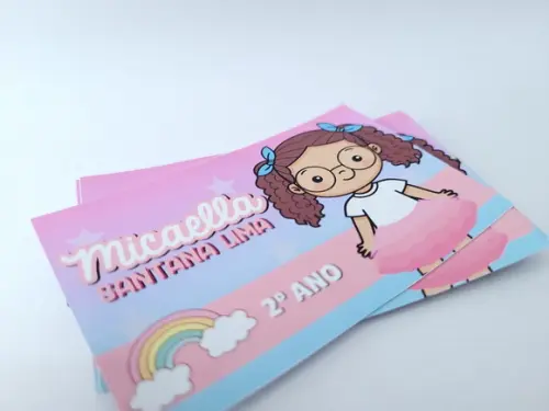Etiqueta Escolar para Caderno Menina Volta às Aulas