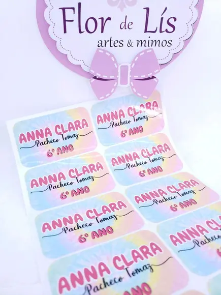 Etiqueta Escolar para Caderno Tie Dye