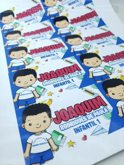 Etiqueta Escolar para Cadernos Menino 20 Unidades