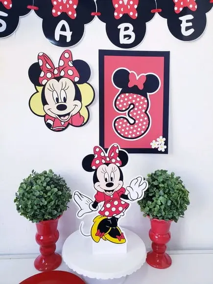 Festa em Casa Minnie Bandeirola Display e Impresso