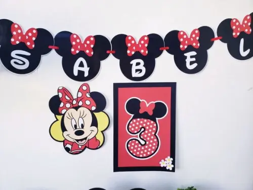Festa em Casa Minnie Bandeirola Display e Impresso