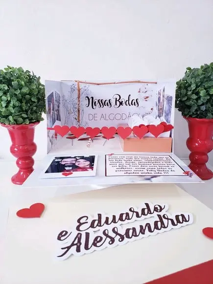 Festa na Caixa Cenário Bodas de Algodão Explosão para Bolo