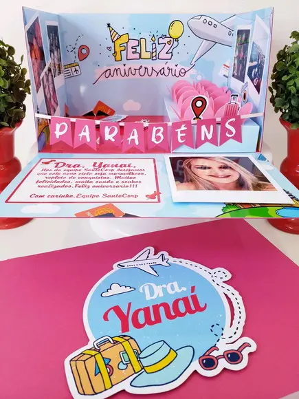 Festa na Caixa Cenário Aniversário Viagem Explosão para Bolo