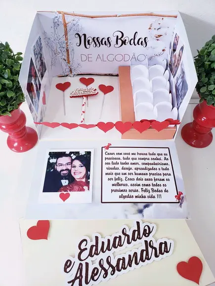 Festa na Caixa Cenário Bodas de Algodão Explosão para Bolo