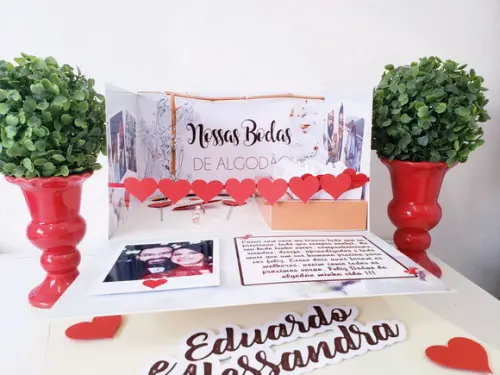 Festa na Caixa Cenário Bodas de Algodão Explosão para Bolo