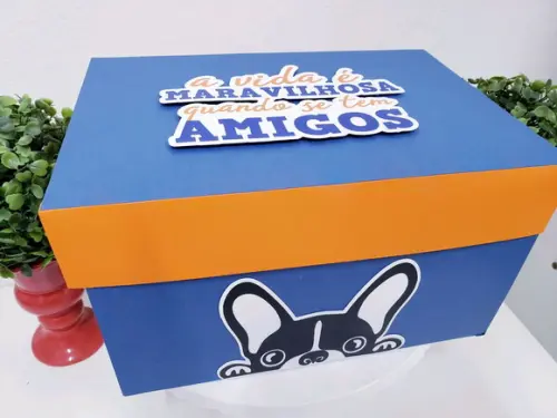 Festa na Caixa Cenário Explosão Amizade para Bolo