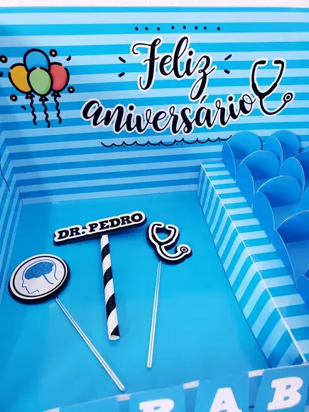 Festa na Caixa Cenário Explosão Aniversário Médico Neuro