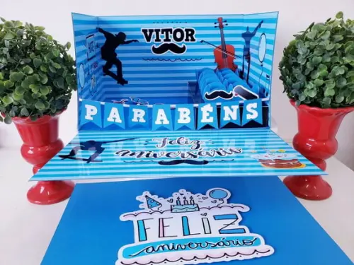 Festa na Caixa Cenário Explosão Skate Música para Bolo