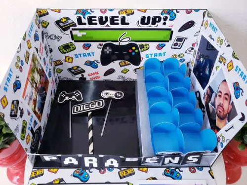 Festa na Caixa Cenário Explosão Super Game para Bolo