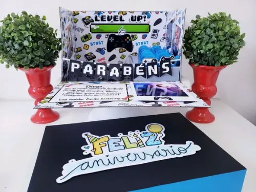 Festa na Caixa Cenário Explosão Super Game para Bolo
