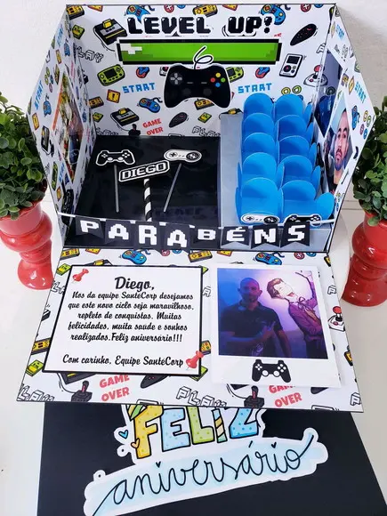 Festa na Caixa Cenário Explosão Super Game para Bolo