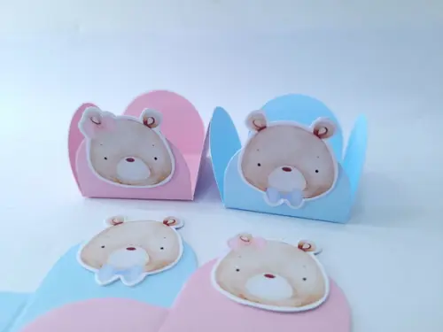 Forminha Doces Chá Revelação Ursinhos Aquarela 20 Unidades