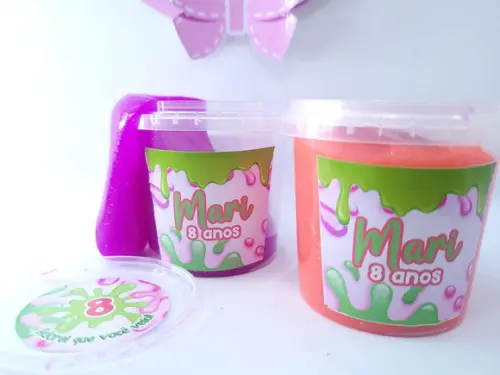Geleca Personalizada Festa Slime Menina Pote 180gr