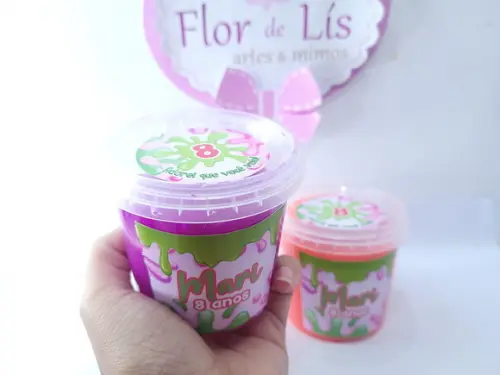 Geleca Personalizada Festa Slime Menina Pote 180gr