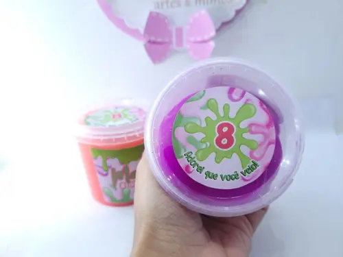 Geleca Personalizada Festa Slime Menina Pote 180gr